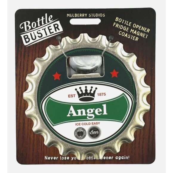 Angel Bottle Buster Bottle Opener Fridge Magnet Coaster Pre-Personalized - Picture 1 of 1